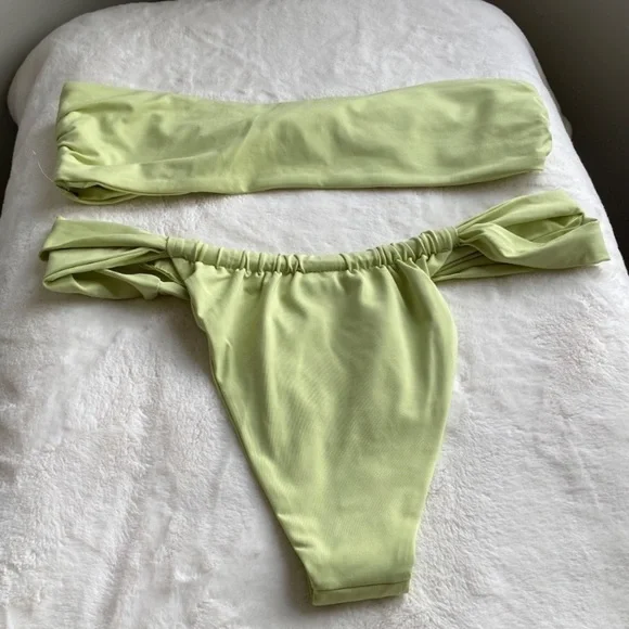 NEW! Set! Stone Fox Swim x Free People Bijou Lele bikini green 14620 - Picture 3 of 8